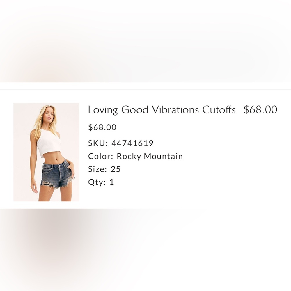 Worn once! We The Free Lovin Good Vibrations cut offs